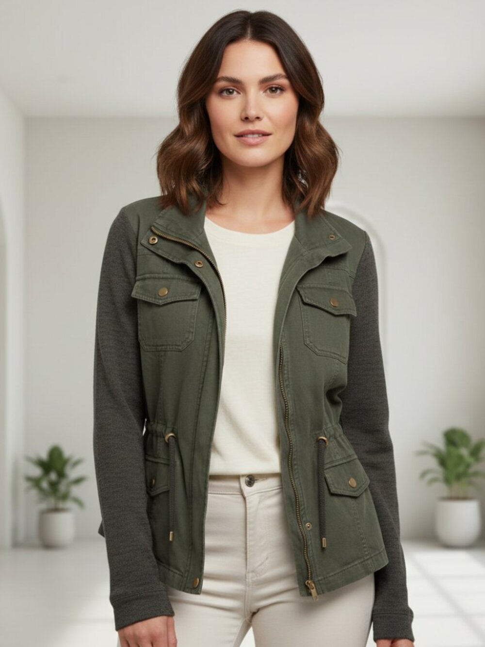 Women's Green Jacket L Utility Gorpcore Outdoor Military Workwear Chore Coat